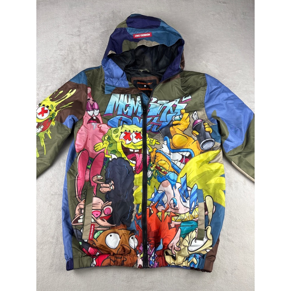 Members Only x Nickelodeon Jacket Mens Small SpongeBob Rugrats Hooded